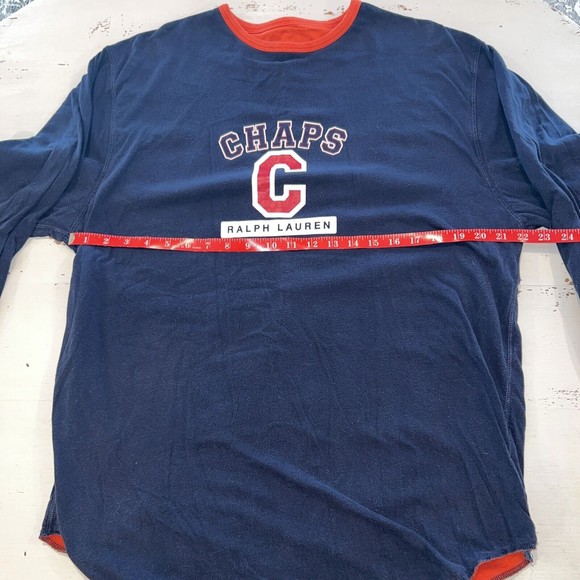 Vtg Chaps Ralph Lauren Reversible Shirt Size L Blue Orange Screen Print Logo 90s - Picture 3 of 15
